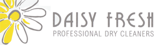 A stylized yellow and white daisy next to the text "DAISY FRESH PROFESSIONAL DRY CLEANERS" in gray.